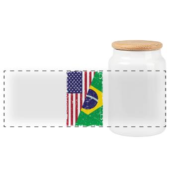 États-Unis, drapeau du Brésil Don brésilien-américain - Boîte à biscuits avec couvercle en bois - blanc - Devant