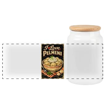 Retro I Love Pelmeni – Russische Teigtaschen Style - Panorama Keksdose mit Holzdeckel - Weiß - Vorne