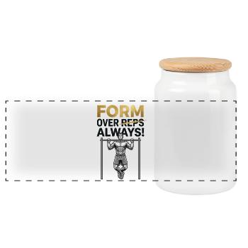 Calisthenics Form - Panoramic Cookie Jar with Wooden Lid - white - Front