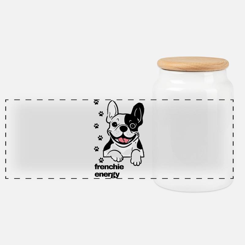 Frenchie Energy - Panorama Keksdose mit Holzdeckel - Weiß