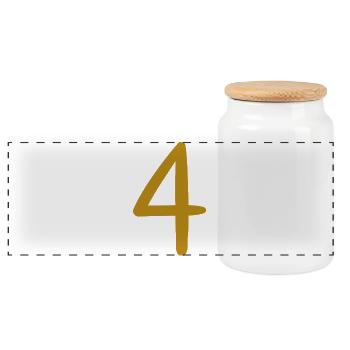 4 - Panoramic Cookie Jar with Wooden Lid - white - Front