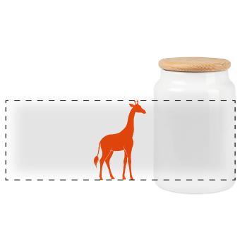 giraffes - Panoramic Cookie Jar with Wooden Lid - white - Front