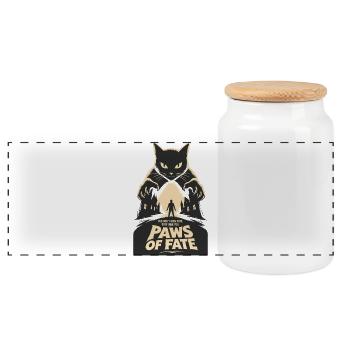Horreur Chatte Pattes du Destin - Boîte à biscuits avec couvercle en bois - blanc - Devant