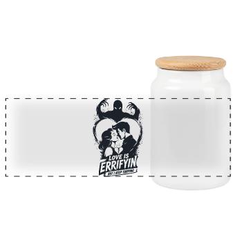 Love Is Terrifying Horror - Panoramic Cookie Jar with Wooden Lid - white - Front
