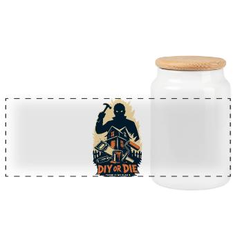 DIY Or Die Horror Design - Panorama Keksdose mit Holzdeckel - Weiß - Vorne