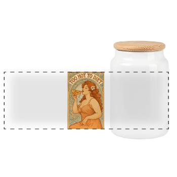 Art nouveau Pin-Up : Pizza – Trop chaud pour être diété. - Boîte à biscuits avec couvercle en bois - blanc - Devant