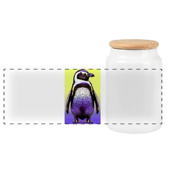 Pinguin - Panorama Keksdose mit Holzdeckel - Weiß - Vorne