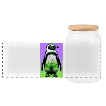 penguin - Panoramic Cookie Jar with Wooden Lid - white - Front