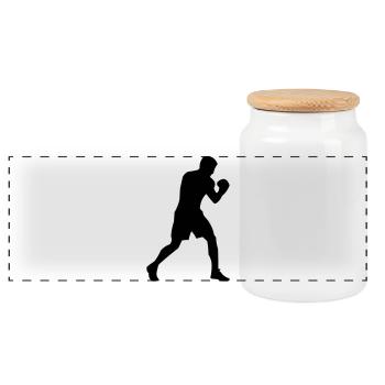 boxer - Panoramic Cookie Jar with Wooden Lid - white - Front