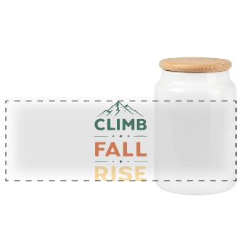 Climb Fall Rise Mountain - Panoramic Cookie Jar with Wooden Lid - white - Front