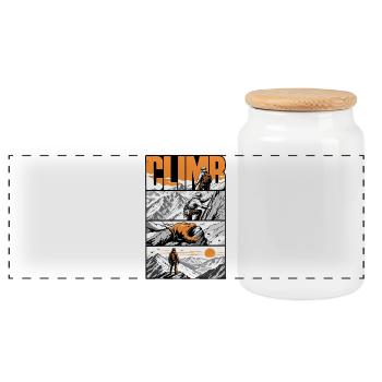 Alpiniste sommital - Boîte à biscuits avec couvercle en bois - blanc - Devant