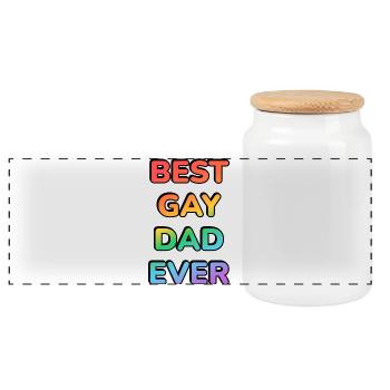 Bester schwuler Vater aller Zeiten LGBT Pride Regenbogentext - Panorama Keksdose mit Holzdeckel - Weiß - Vorne