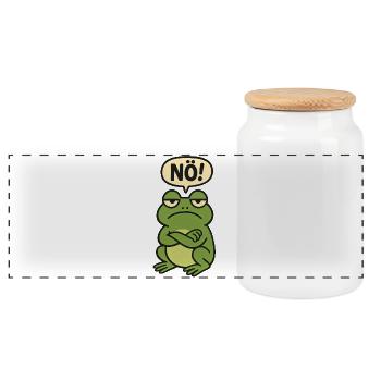 Bevor du fragst Nein lustiges süßes Frosch Design - Panorama Keksdose mit Holzdeckel - Weiß - Vorne