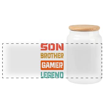 Gamer Legend Brotherhood Typography - Panoramic Cookie Jar with Wooden Lid - white - Front