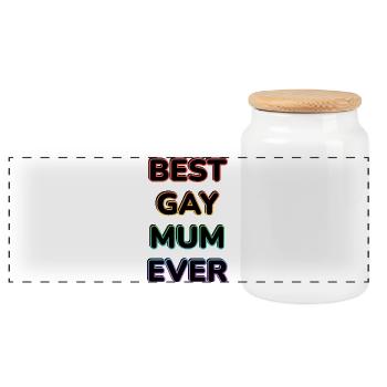 Best Gay Mum Ever   - Panoramic Cookie Jar with Wooden Lid - white - Front