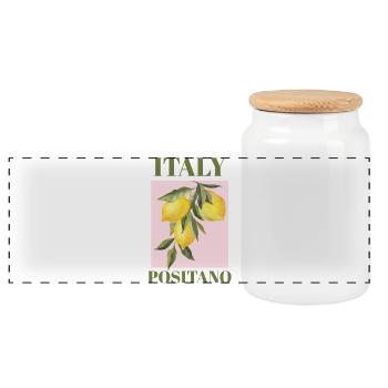 Italien Positano Urlaub Strand Zitronen Amalfi - Panorama Keksdose mit Holzdeckel - Weiß - Vorne