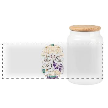 Gemini Dogs in Hoodie – Gemini Astrology - Panoramic Cookie Jar with Wooden Lid - white - Front