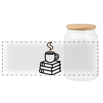 Bücher Kaffeetasse Lesen Buchclub Leseratte - Panorama Keksdose mit Holzdeckel - Weiß - Vorne