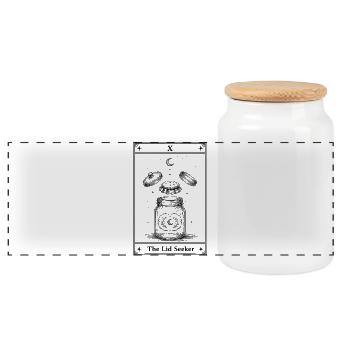 Lid Search | Tarot Humor Kitchen - Panoramic Cookie Jar with Wooden Lid - white - Front