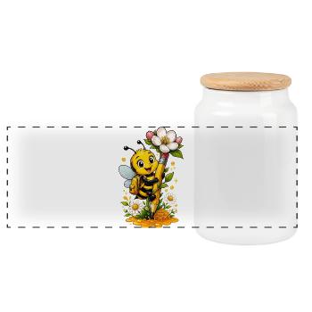 abeille, apiculteur, nid d’abeille, fleurs, insecte des prairies, - Boîte à biscuits avec couvercle en bois - blanc - Devant