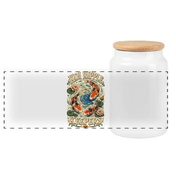 KOI RIPPLE KEEPERS - Panoramic Cookie Jar with Wooden Lid - white - Front