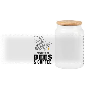 Kaffeegetränkte Bienen Power - Panorama Keksdose mit Holzdeckel - Weiß - Vorne