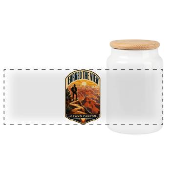 Grand Canyon Earned the View Desert Hiking Adventu - Panoramic Cookie Jar with Wooden Lid - white - Front