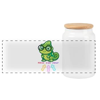 Gecko nerd aux lunettes néon - Boîte à biscuits avec couvercle en bois - blanc - Devant