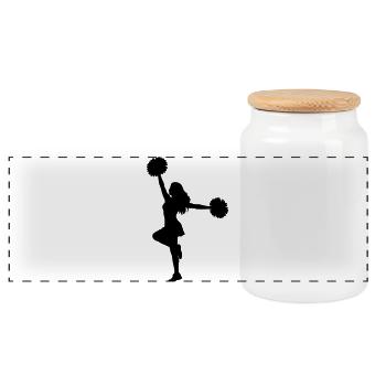 Silhouette de pom-pom girl avec pompons - Boîte à biscuits avec couvercle en bois - blanc - Devant