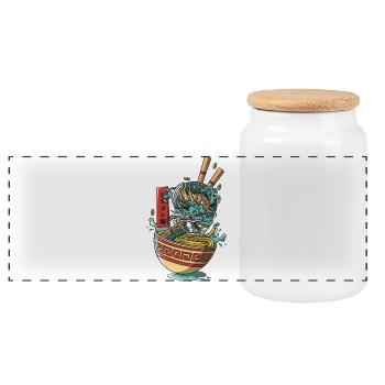Ramen Drache Japanisches Design - Panorama Keksdose mit Holzdeckel - Weiß - Vorne