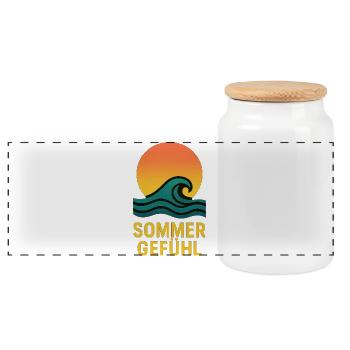 Sommergefühl Wellenzauber - Panorama Keksdose mit Holzdeckel - Weiß - Vorne