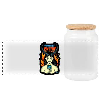 Demoiselle de l’Enfer en ligne chronique - Boîte à biscuits avec couvercle en bois - blanc - Devant