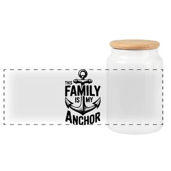 Cette famille est mon ancre - Boîte à biscuits avec couvercle en bois - blanc - Devant