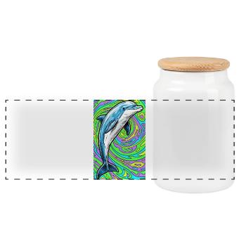 dauphin - Boîte à biscuits avec couvercle en bois - blanc - Devant
