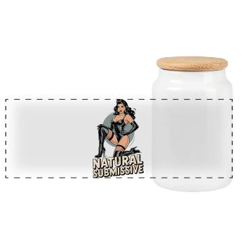 Fétichisme BDSM Femdom Soumis Naturel - Boîte à biscuits avec couvercle en bois - blanc - Devant
