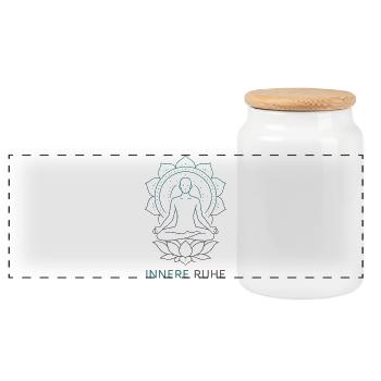 Innere Ruhe Lotus Meditation - Panorama Keksdose mit Holzdeckel - Weiß - Vorne
