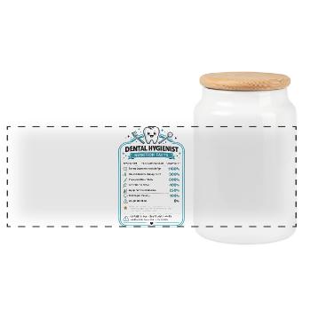 Dental Hygienist Gift for Dental Assistant - Panoramic Cookie Jar with Wooden Lid - white - Front