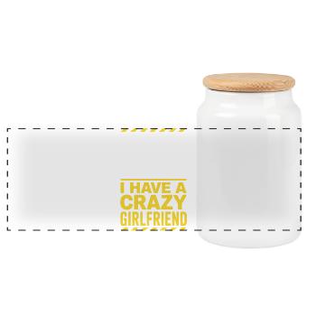 Petite amie folle Pardonne couple Petite amie folle - Boîte à biscuits avec couvercle en bois - blanc - Devant