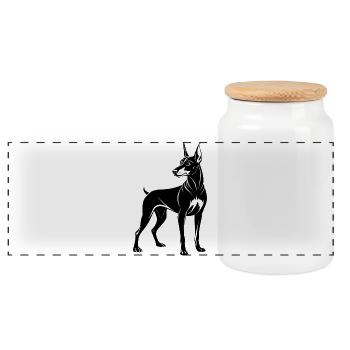 Doberman - Boîte à biscuits avec couvercle en bois - blanc - Devant
