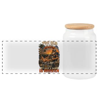 Too old to care - Panoramic Cookie Jar with Wooden Lid - white - Front