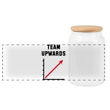 Team Upwards (Success / Progress / POS Red 2C) - Panoramic Cookie Jar with Wooden Lid - white - Front