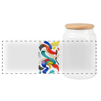 Abstraction chromatique moderne - Boîte à biscuits avec couvercle en bois - blanc - Devant