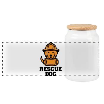 Rescue Dog Rettungshund Icon - Panoramic Cookie Jar with Wooden Lid - white - Front
