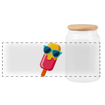 Popsicle With Sunglasses - Panoramic Cookie Jar with Wooden Lid - white - Front