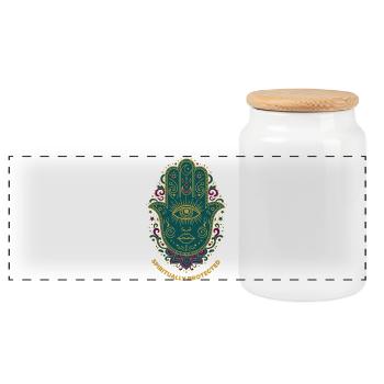 Spiritualité Géométrie Sacrée Protégée Spirituellement - Boîte à biscuits avec couvercle en bois - blanc - Devant