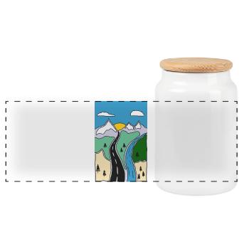 Gebirgsfluss Landschaft - Panorama Keksdose mit Holzdeckel - Weiß - Vorne