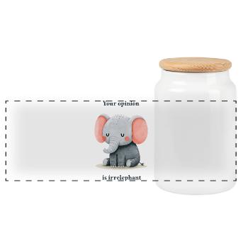 Deine Meinung ist irrelephant - Panorama Keksdose mit Holzdeckel - Weiß - Vorne