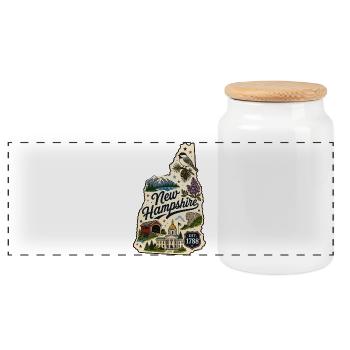 New Hampshire Vintage State Pride Aufkleber - Panorama Keksdose mit Holzdeckel - Weiß - Vorne