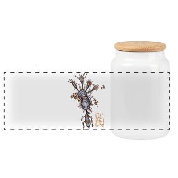 Organic Birdy Plankton - Panoramic Cookie Jar with Wooden Lid - white - Front