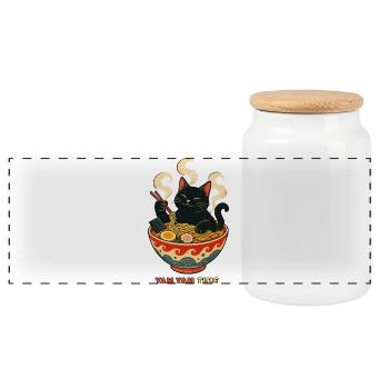 Yam Yam Time - Panorama Keksdose mit Holzdeckel - Weiß - Vorne